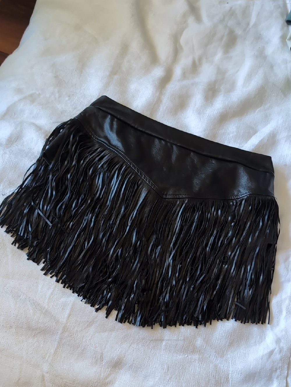 Black Fringe Mini Skirt